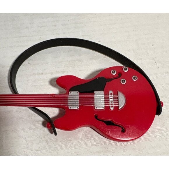 Red Electric Guitar w/ Strap for Barbie My Scene Doll Pretend Popstar Accessory - Picture 2 of 4